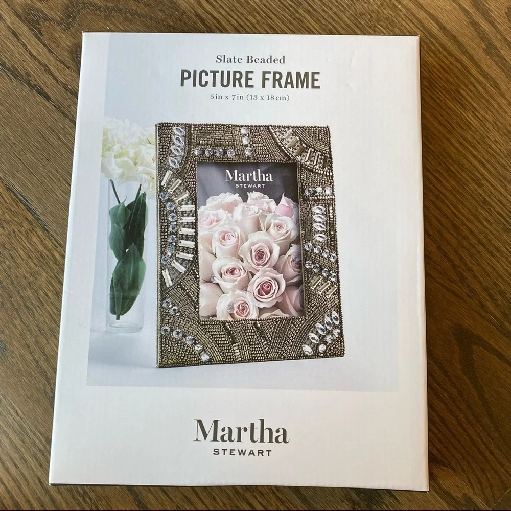 NWT Martha Stewart slate beaded picture frame 5 x 7
